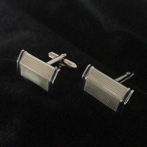 Large Angular Silver Tone Cuff Links Stock Stuffer